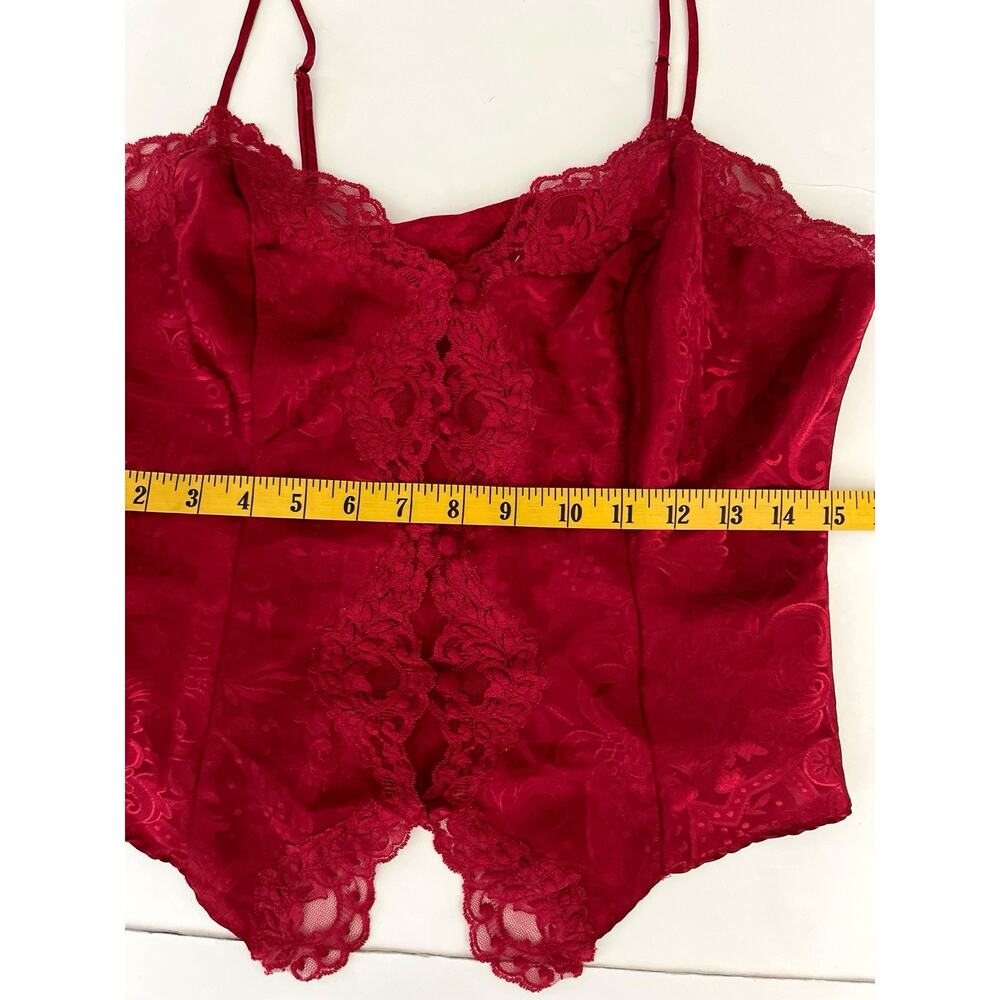 Victorias Secret Camisole Medium Gold Label Red Lace Vintage Coquette Romantic - Picture 6 of 7